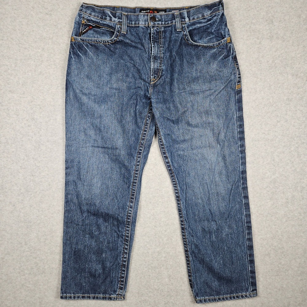 Ariat Men's 40x30 Blue Jeans M3 Loose Straight Cat 2 Flame Resistant FR Workwear